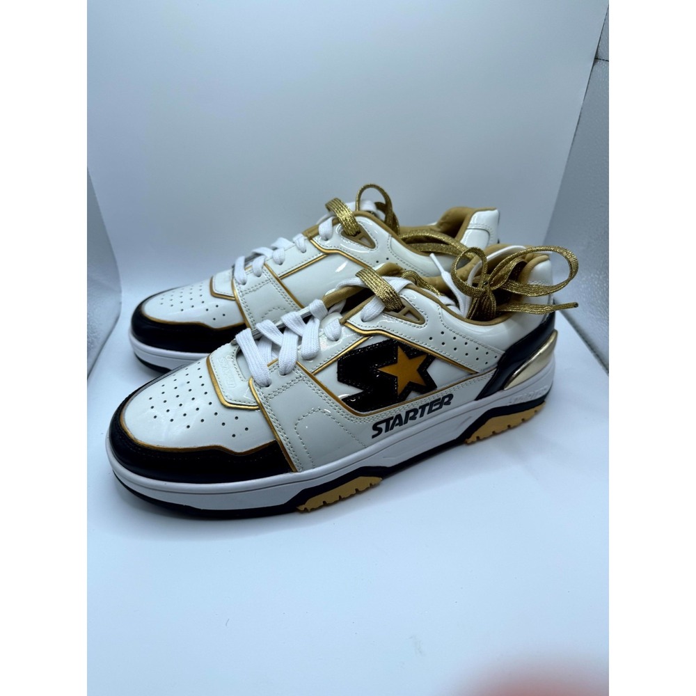 Starter Ty Mopkins Fast Break Low Gold Bells Men 10.5 Sneaker White Leather Shoe